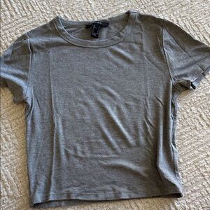 NEW Forever 21 Gray Ribbed Baby Tee